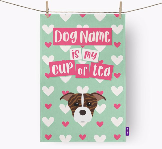 '{dogsName} is my cup of tea' Tea Towel with {breedFullName} Icon